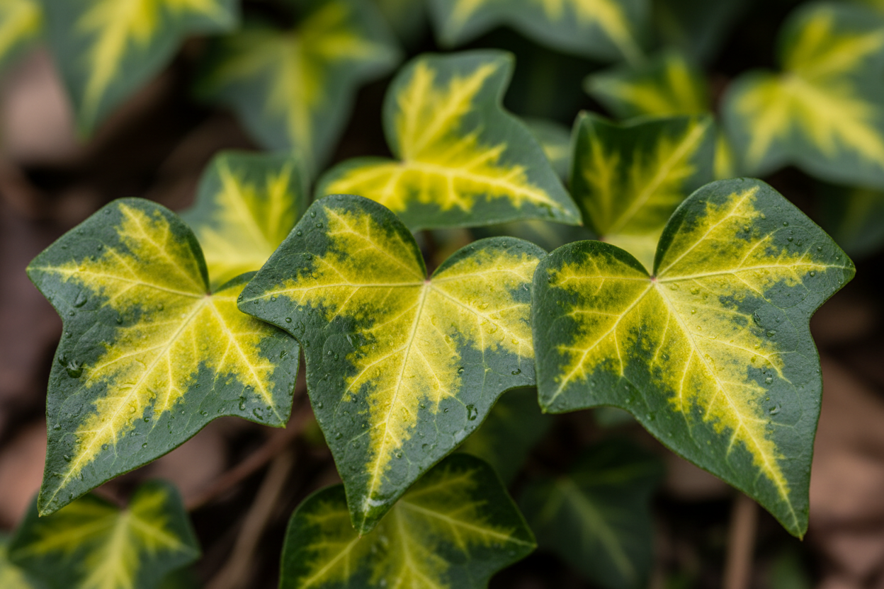 Efeu Goldheart gelbes Herz Blätter winterhart schattenverträglich Baumschule Kurrle - Detail